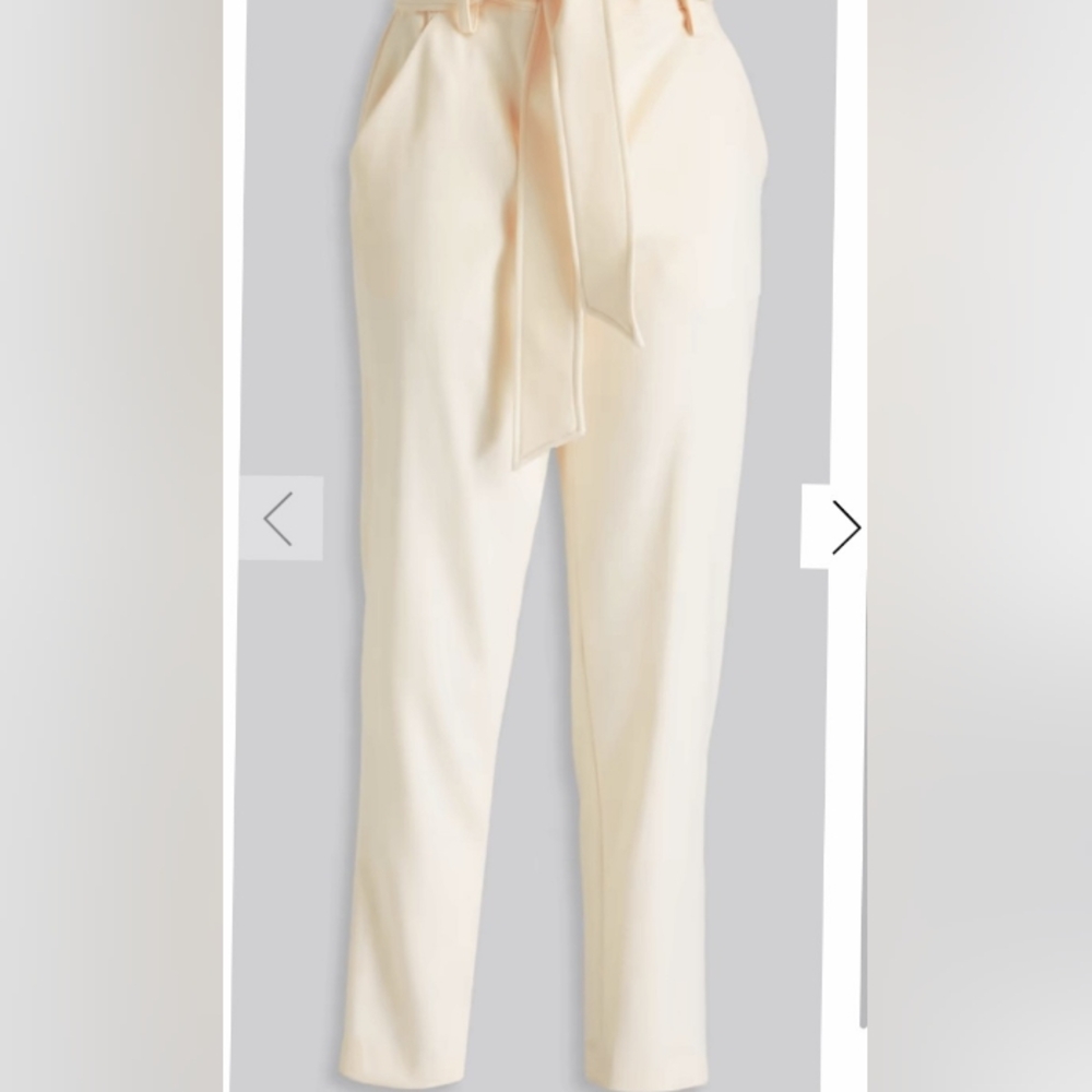 Veronica Beard Ecru Tie-Waist Trousers - Picture 1 of 6